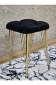 Kare Gold Kaplama Telli Ayaklı Tabure - Oturak - Bar Taburesi - Ayaklı Tabure Siyah Renk 48 x 33 Boyut/Ebat - 1
