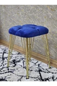 Kare Gold Kaplama Telli Ayaklı Tabure - Oturak - Bar Taburesi - Ayaklı Tabure Mavi Renk 48 x 33 Boyut/Ebat thumbnail 4