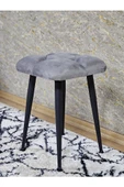 Kare Siyah Boyalı Konik Ayaklı Tabure - Oturak - Bar Taburesi - Ayaklı Tabure Gri Renk 48 x 33 Boyut/Ebat - 4