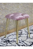 Kare Gold Kaplama Telli Ayaklı Tabure - Oturak - Bar Taburesi - Ayaklı Tabure Pembe Renk 48 x 33 Boyut/Ebat thumbnail 1