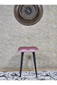 Kare Siyah Boyalı Konik Ayaklı Tabure - Oturak - Bar Taburesi - Ayaklı Tabure Pembe Renk 48 x 33 Boyut/Ebat thumbnail 2