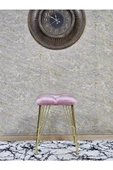 Kare Gold Kaplama Telli Ayaklı Tabure - Oturak - Bar Taburesi - Ayaklı Tabure Pembe Renk 48 x 33 Boyut/Ebat thumbnail 2