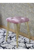 Kare Gold Kaplama Telli Ayaklı Tabure - Oturak - Bar Taburesi - Ayaklı Tabure Pembe Renk 48 x 33 Boyut/Ebat thumbnail 4