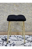 Kare Gold Kaplama Telli Ayaklı Tabure - Oturak - Bar Taburesi - Ayaklı Tabure Siyah Renk 48 x 33 Boyut/Ebat - 3