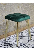 Kare Gold Kaplama Telli Ayaklı Tabure - Oturak - Bar Taburesi - Ayaklı Tabure Yeşil Renk 48 x 33 Boyut/Ebat - 1