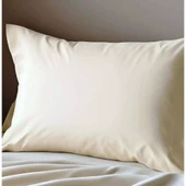 12 Adet Ekru Renk Pamuklu Yastık Kılıfı Kapaklı (50x70) - 2