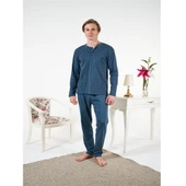 Estiva Penye İnterlok Kareli Uzun Kol Erkek Pijama Takım thumbnail 1