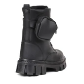 Kadın Siyah Postal Bot – Cüzdanlı Kalın Taban Fermuarlı Bağcıklı Tokalı Rahat Günlük Şık ve Dayanıklı thumbnail 5