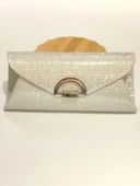 Monalisa Home Şık Abiye Açık Gri Simli Çanta - 1