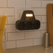 3’lü Duvar Tipi Akım Korumalı Priz  2 USB A + 2 Type C Girişli  LED Gece Lambalı Akıllı Çoklu Priz - 7