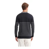 Slim Fit Viskon Dokulu Basic Çizgi Detaylı Polo Yaka Kazak-33020 - 7