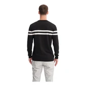 Slim Fit Viskon Kumaş Basic İki Çizgili Bisiklet Yaka Kazak - 7