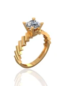 Pırlanta Montür Üst Kalite Farklı Tek taş 14 Ayar Altın Yüzük thumbnail 1