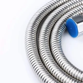 Krom Gümüş Paslanmaz Örgülü Duş Bağlantı Hortumu 150 cm Dayanıklı Esnek Banyo Aksesuarı Bağlantı thumbnail 7