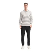 Slim Fit Viskon Dokulu Basic Çizgi Detaylı Polo Yaka Kazak-33020 - 1