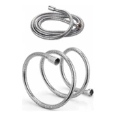 Krom Gümüş Paslanmaz Örgülü Duş Bağlantı Hortumu 150 cm Dayanıklı Esnek Banyo Aksesuarı Bağlantı thumbnail 4