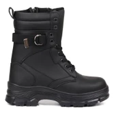 Kadın Siyah Postal Bot – Kalın Taban Fermuarlı Bağcıklı Lastik Tokalı Rahat Günlük Şık ve Dayanıklı thumbnail 9