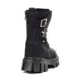 Kadın Siyah Postal Bot – Kalın Taban Fermuarlı Bağcıklı Tokalı Rahat Günlük Şık ve Dayanıklı thumbnail 5