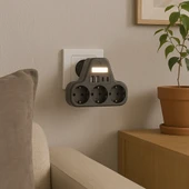 3’lü Duvar Tipi Akım Korumalı Priz  2 USB A + 2 Type C Girişli  LED Gece Lambalı Akıllı Çoklu Priz - 5