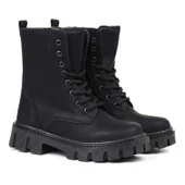 Kadın Siyah Nubuk Postal Bot – Kalın Taban Fermuarlı Bağcıklı Rahat Günlük Şık ve Dayanıklı thumbnail 6