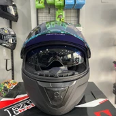 Mts M-801 Mat Siyah-Gold Güneş Vizörlü Kask thumbnail 4