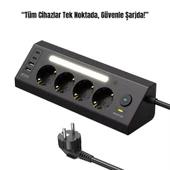 4’lü Akım Korumalı Priz  2 USB-C 2 USB-A Çıkış  LED Işıklı Şarj İstasyonu  2 Metre Kablo  Hızlı ve Güvenli Kullanım - 1
