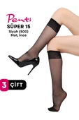 Penti Süper 15 Den Mat İnce Diz Altı Çorap Siyah/Black (500) 3 Çift - 1