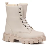 Kadın Bej Postal Bot – Kalın Taban Fermuarlı Bağcıklı Rahat Günlük Şık ve Dayanıklı thumbnail 7