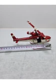 FREFLY STORE Nostaljik Kırmızı Beyaz Metal Helikopter Maketi - 6