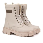 Kadın Bej Postal Bot – Kalın Taban Fermuarlı Bağcıklı Rahat Günlük Şık ve Dayanıklı thumbnail 2