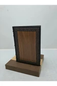 FREFLY STORE Lüx Özel Ahşap Çerçeveli Kenarları Altın Yaldızlı Termo Deri Çizgili - 1