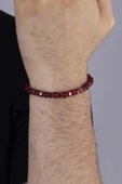 Gümüş Pazarım Hematit Geçişli Kırmızı Ceyt Taşı Doğal Taş Erkek Bileklik thumbnail 3
