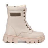 Kadın Bej Postal Bot – Kalın Taban Fermuarlı Bağcıklı Rahat Günlük Şık ve Dayanıklı thumbnail 4