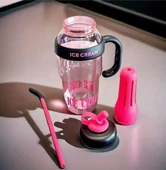 ICE CREAM Tasarımlı Pipetli Suluk 1.3 Litre Büyük Hacimli, Şeffaf Renkli Matara, Sızdırmaz Kapak - 2