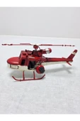 FREFLY STORE Nostaljik Kırmızı Beyaz Metal Helikopter Maketi - 3