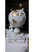FREFLY STORE Kitaplı Dünya Dekoratif Küre Atlas Heykeli Beyaz Biblo - 2