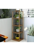 FREFLY 5 Katlı Atlantik Çam Ahşap Köşe Sehpası / Çok Amaçlı Dekoratif Raf, Saksı Standı, Çiçeklik - 1