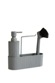Gri Sabunluk Fırçalı Mutfak Lavabo Düzenleyici Seti- Sabunluk,Fırça Ve Organizer thumbnail 3