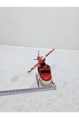 FREFLY STORE Nostaljik Kırmızı Beyaz Metal Helikopter Maketi - 7