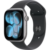 Apple Watch Series 11 Gps, 46 mm uzay grisi Alüminyum kasa ve Siyah Spor kordon - m/l - 1
