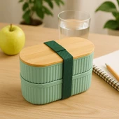 Brillant Saklama Ve Beslenme Kutusu Br-6689 (3504)  2li Bambu Yeşil thumbnail 1