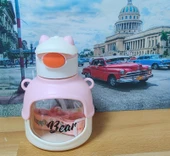 ŞAPKALI ŞEFFAF MATARA SULUK PEMBE RENK - 1