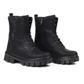 Kadın Siyah Nubuk Fermuar Detaylı Postal Bot – Kalın Taban Fermuarlı Bağcıklı Rahat Günlük Şık ve Dayanıklı thumbnail 1