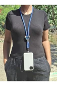 TÜM KILIFLARA UYUMLU MAVİ KELEBEK TELEFON BOYUN ASKISI thumbnail 1