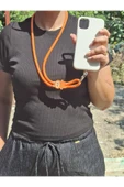 TÜM KILIFLARA UYUMLU TURUNCU LABUBU TELEFON BOYUN ASKISI thumbnail 2