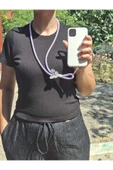 TÜM KILIFLARA UYUMLU LİLA KELEBEK TELEFON BOYUN ASKISI thumbnail 2