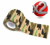 2 Adet Kamuflaj Bant 5cm x4,5Mt Su Geçirmez Elastik Bandaj-No:6 - 1