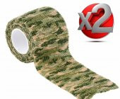 2 Adet Kamuflaj Bant 5cmx4,5Mt Su Geçirmez Elastik Bandaj-No:12 - 1