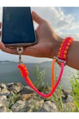 Tüm Kılıflara Uyumlu Turuncu-Pembe El Telefon Askısı thumbnail 1