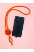 Tüm Kılıflara Uyumlu Turuncu Çiçek Aksesuarlı Boyun Telefon Askısı thumbnail 1